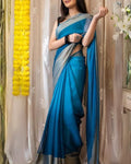 Staggering 1-Minute Ready To Wear Firozi Chiffon Silk Saree