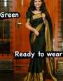 Winsome 1-Minute Ready To Wear Dark Green Chiffon Silk Saree