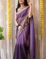 Surreptitious 1-Minute Ready To Wear Lavendor Chiffon Silk Saree