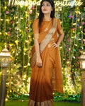 Murmurous 1-Minute Ready To Wear Orange Chiffon Silk Saree