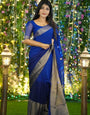 Dalliance 1-Minute Ready To Wear Royal Blue Chiffon Silk Saree