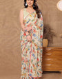 Ethereal 1-Minute Ready To Wear Beige Georgette Saree