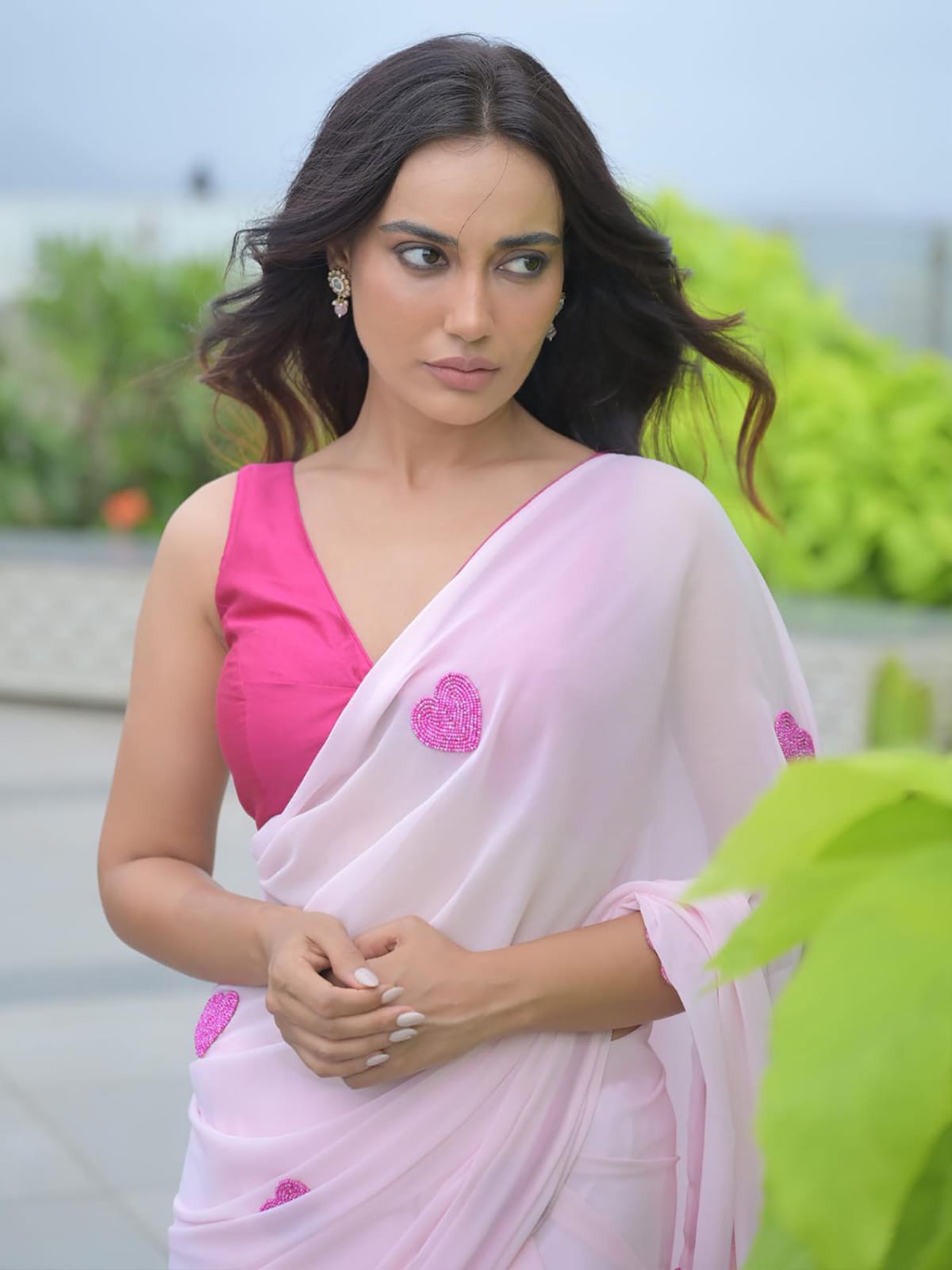 Aplomb 1-Minute Ready To Wear Light Pink Georgette Saree - thelotusfab