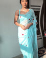 Enamoring 1-Minute Ready To Wear Sky Georgette Saree