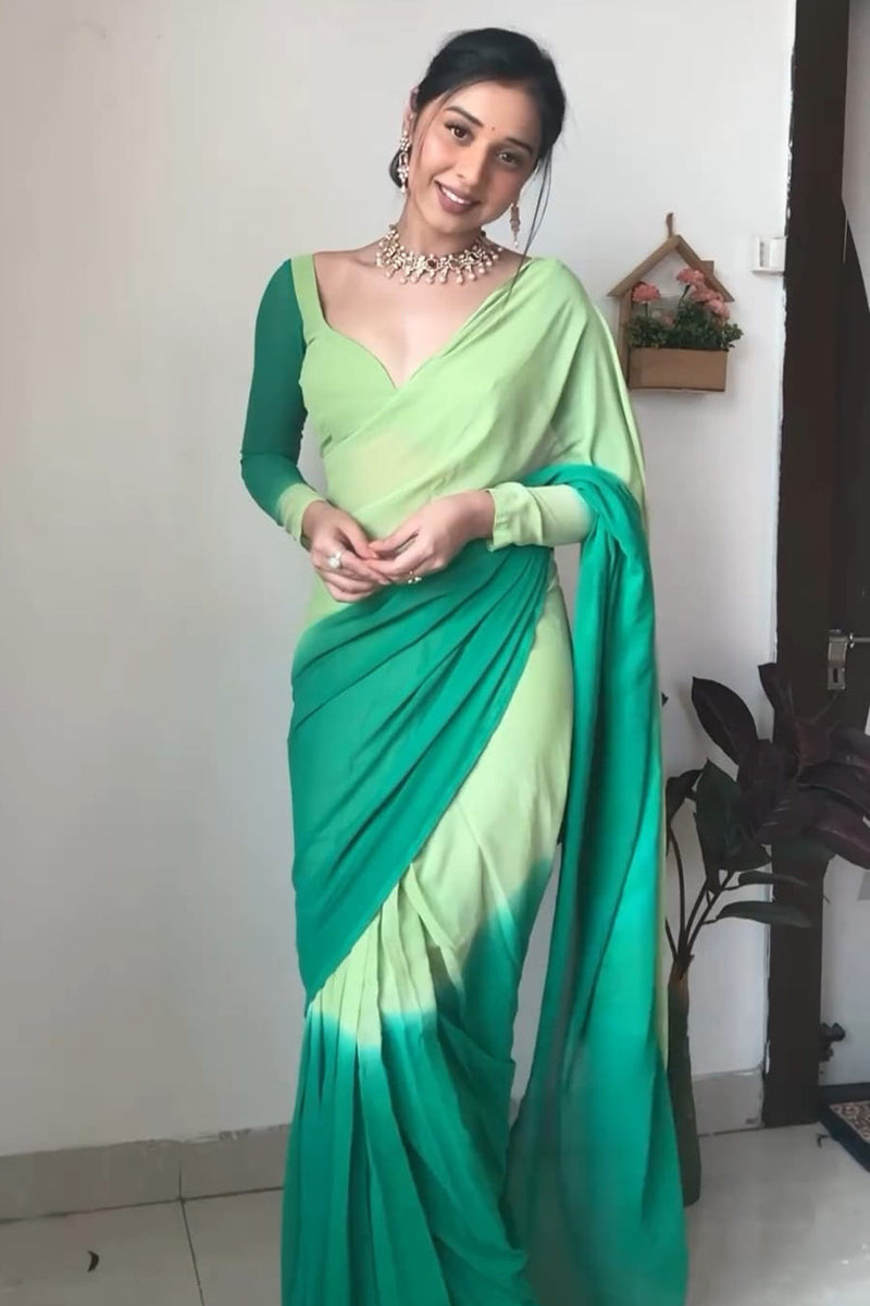 Winsome 1-Minute Ready To Wear Rama Georgette Saree - thelotusfab