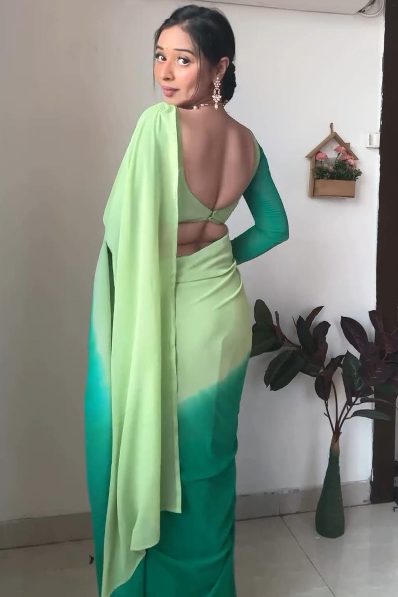 Winsome 1-Minute Ready To Wear Rama Georgette Saree - thelotusfab