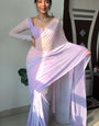 Glamorous 1-Minute Ready To Wear Lavender and Pink Georgette Saree