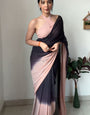 Enthralling 1-Minute Ready To Wear Black and Peach Georgette Saree