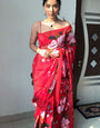 Seraglio 1-Minute Ready To Wear Red Organza Silk Saree