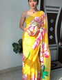 Evanescent 1-Minute Ready To Wear Yellow Organza Silk Saree