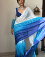 Vibrant 1-Minute Ready To Wear Firozi and Blue Georgette Saree