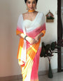 Luminous 1-Minute Ready To Wear Yellow and Pink Georgette Saree