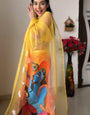 Vivacious 1-Minute Ready To Wear Yellow Organza Silk Saree