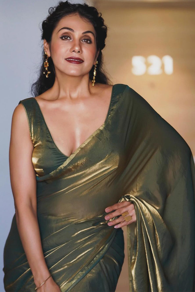 Allure Green Fancy Silk Saree With Vivacious Blouse Piece - thelotusfab