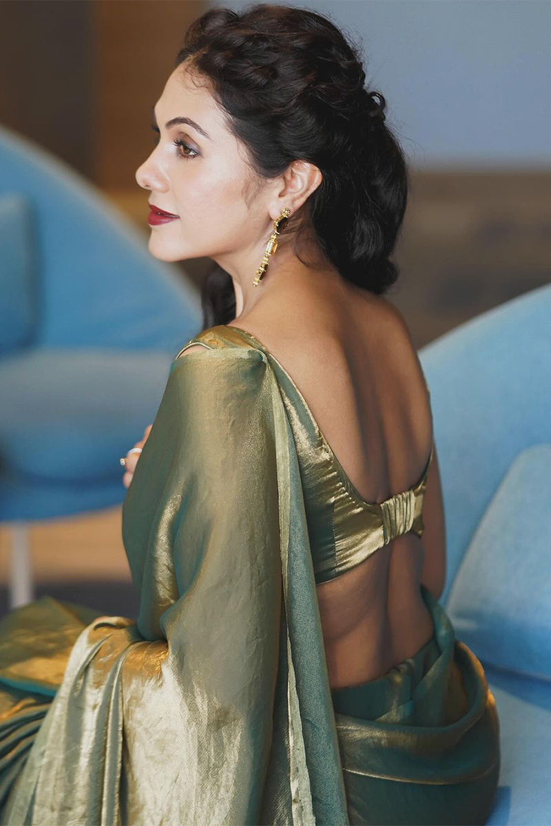 Allure Green Fancy Silk Saree With Vivacious Blouse Piece - thelotusfab