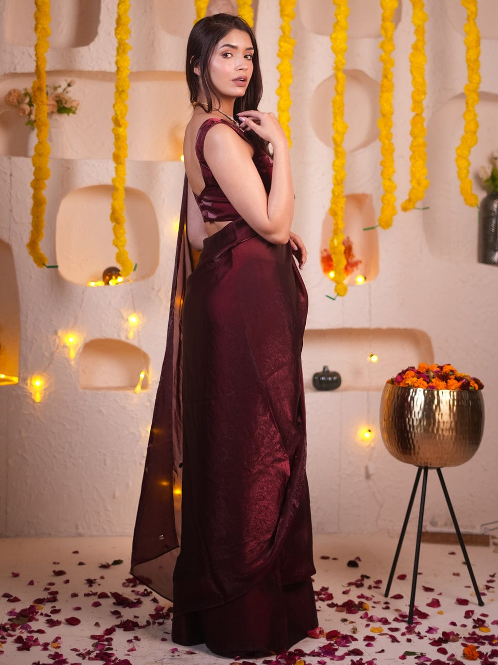 Fugacious Maroon Fancy Silk Saree With Enchanting Blouse Piece - thelotusfab