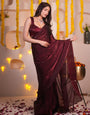 Fugacious Maroon Fancy Silk Saree With Enchanting Blouse Piece