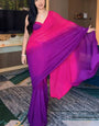 Twirling 1-Minute Ready To Wear Pink and Purple Georgette Saree