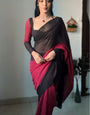 Preferable 1-Minute Ready To Wear Black and Maroon Georgette Saree