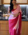 Extraordinary 1-Minute Ready To Wear Pink And Red Georgette Saree