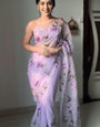 Exquisite 1-Minute Ready To Wear Lavender Organza Silk Saree