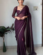 Pleasant 1-Minute Ready To Wear Purple Georgette Saree