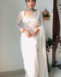 Skinny 1-Minute Ready To Wear White Georgette Saree