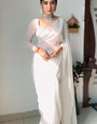 Skinny 1-Minute Ready To Wear White Georgette Saree