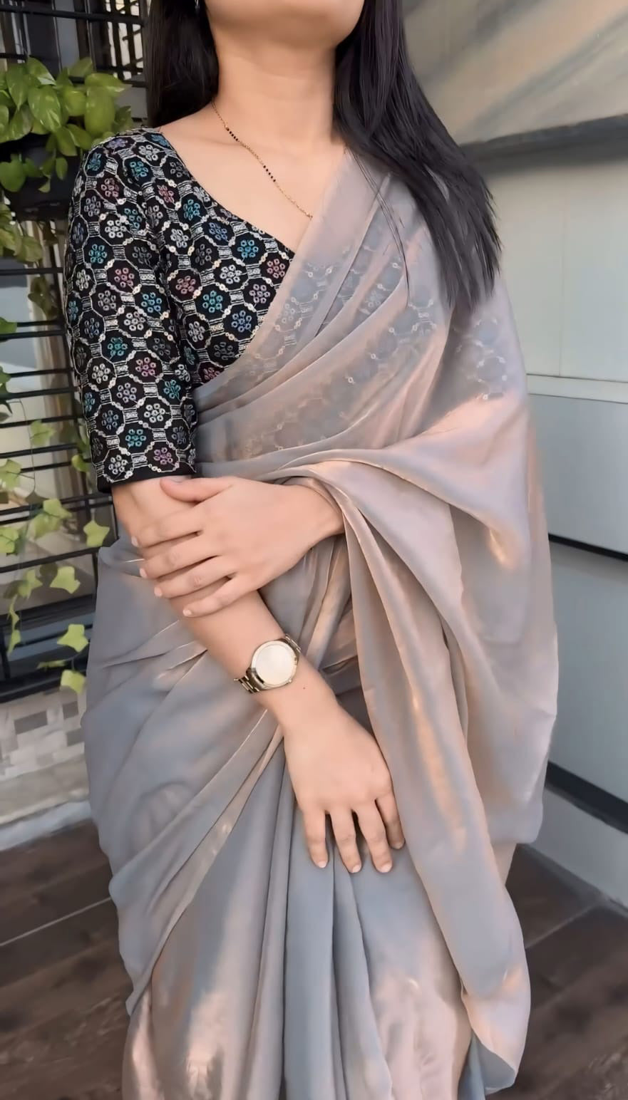 Smart Grey Fancy Silk Saree With Efflorescence Blouse Piece - thelotusfab