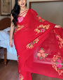 Forbearance 1-Minute Ready To Wear Red Georgette Saree