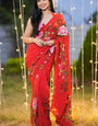 Bucolic 1-Minute Ready To Wear Red Georgette Saree