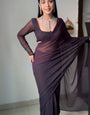 Tempting 1-Minute Ready To Wear Brown Georgette Saree