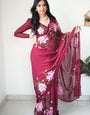 Gossamer 1-Minute Ready To Wear Maroon Georgette Saree