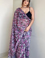 Petrichor 1-Minute Ready To Wear Purple Georgette Saree