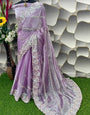 Murmurous Lavender Jimmy Choo Silk Saree With Epiphany Blouse Piece