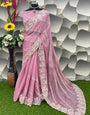 Prominent Pink Jimmy Choo Silk Saree With Desiring Blouse Piece