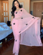 Ratatouille 1-Minute Ready To Wear Pink Georgette Saree