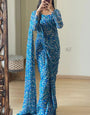 Gossamer 1-Minute Ready To Wear Blue Georgette Saree