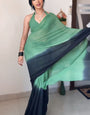 Epiphany 1-Minute Ready To Wear Green and Black Georgette Saree