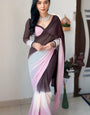 Divine 1-Minute Ready To Wear Brown and Pink Georgette Saree