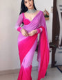 Captivating 1-Minute Ready To Wear Lavender and Pink Georgette Saree