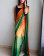 Classy 1-Minute Ready To Wear Orange and Green Chiffon Silk Saree