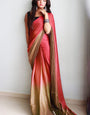 Sophisticated 1-Minute Ready To Wear Pink and Brown Chiffon Silk Saree