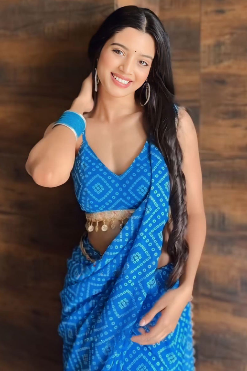 Winsome 1-Minute Ready To Wear Blue Georgette Saree