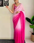 Mellifluous 1-Minute Ready To Wear Dark Pink Georgette Saree