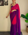 Supernal 1-Minute Ready To Wear Pink and Purple Georgette Saree