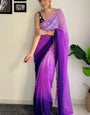 Luxuriant 1-Minute Ready To Wear Purple and Blue Georgette Saree