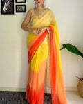 Magnetic 1-Minute Ready To Wear Yellow and Orange Georgette Saree