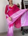 Excellent 1-Minute Ready To Wear Pink and Lavender Georgette Saree