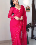 Luminous 1-Minute Ready To Wear Dark Pink Georgette Saree